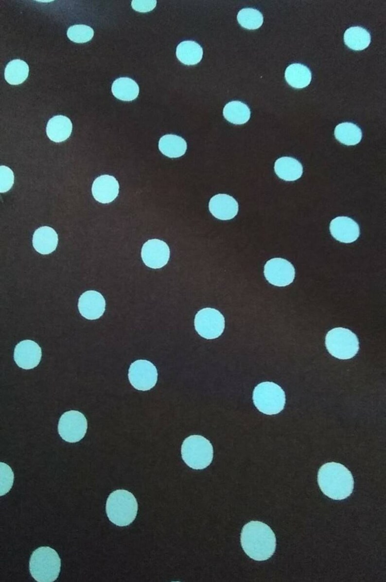 Cleaning out fabric and project stash-Satin Turquoise and brown polka dot yardage