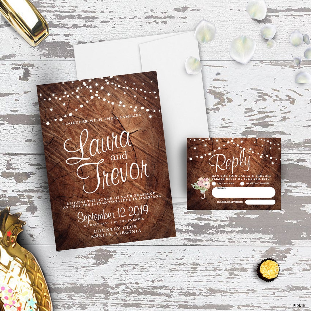 Rustic Wedding Invitations Etsy