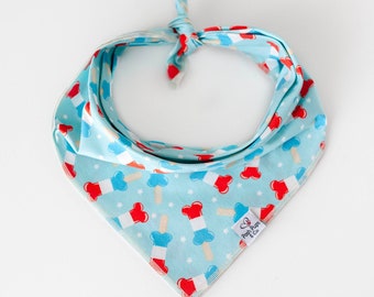 Patriotic Bone Popsicles Dog Bandana, 4th of July Dog Bandana