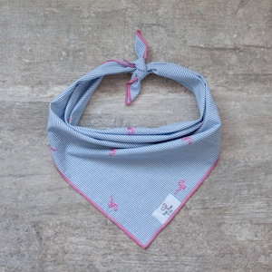 Fifi Bandana, Seersucker Flamingo Dog Bandana