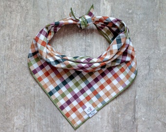 Oliver Bandana, Fall Plaid Dog Bandana, Thanksgiving Dog Bandana