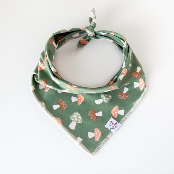 Toadstool on Green Mushroom Bandana, Dog Bandana