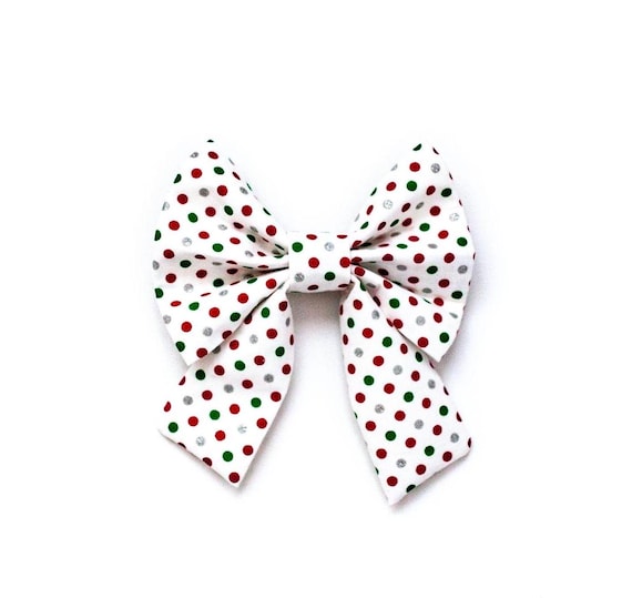 Christmas Dots Sailor Bow, Christmas Dog Sailor Bow