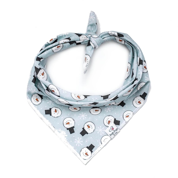 Snowman on Pale Blue Bandana, Snowman Dog Bandana