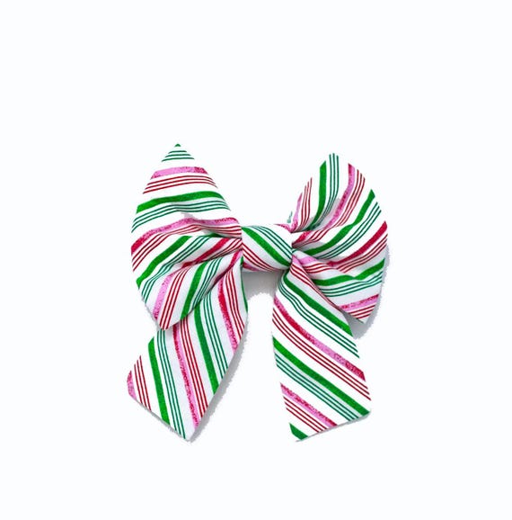 Candy Cane Stripes Sailor Bow, Christmas Dog Sailor Bow