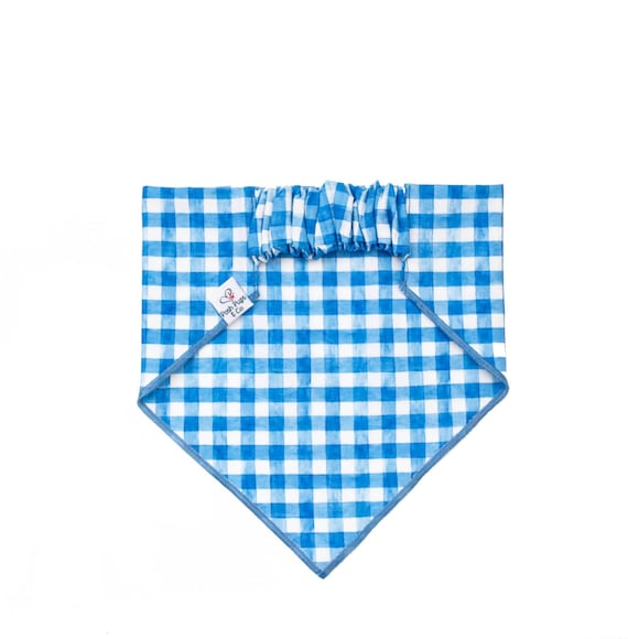 Beach House Scrunchie Dog Bandana, Gingham Scrunchie Dog Bandana