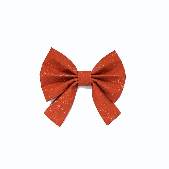 Rust Speckled Sailor Dog Bow, Autumn Sailor Bow
