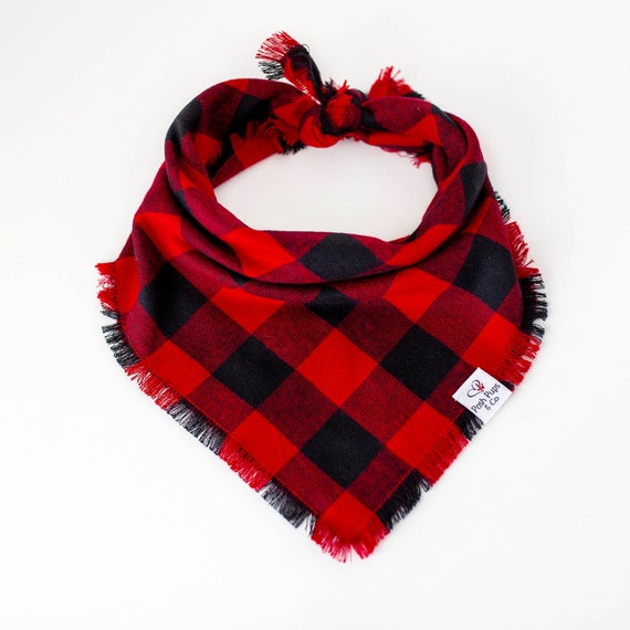 Max Bandana, Winter Plaid Frayed Dog Bandana