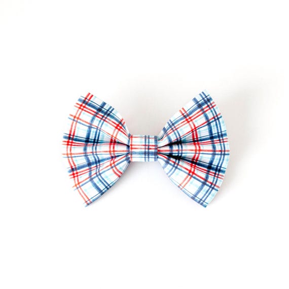 Americana Plaid Dog Bow Tie