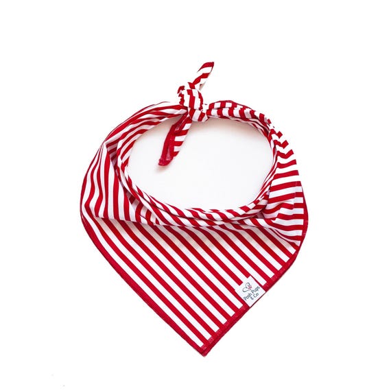 Red and White Stripe Bandana, Christmas Dog Bandana