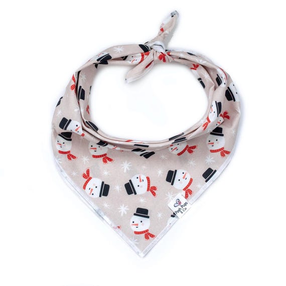 Snowman on Beige Bandana, Snowman Dog Bandana