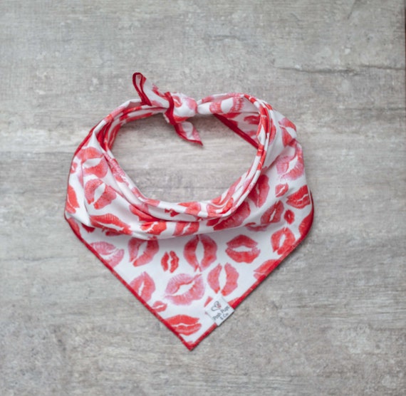 Love Lips Bandana, Tie On Dog Bandana