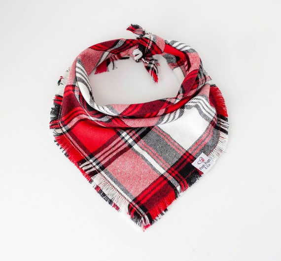 Blitz Bandana, Winter Plaid Frayed Dog Bandana