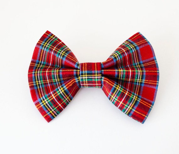 Red Tartan Dog Bow Tie, Christmas Dog Bow Tie