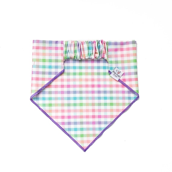 Easter Gingham Scrunchie Dog Bandana, Spring Gingham Scrunchie Dog Bandana