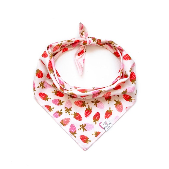 Red/Pink Strawberry Bandana, Strawberry Dog Bandana