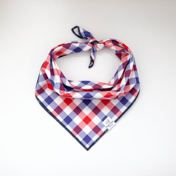 4th of July Gingham Dog Bandana, Patriotic Dog Bandana