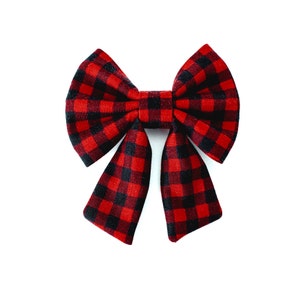 Max Sailor Dog Bow, Buffalo Red and Black Sailor Bow, Christmas Dog Sailor Bow