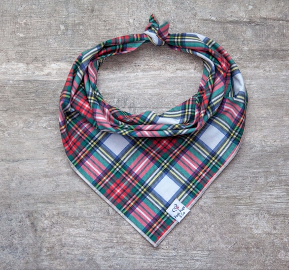 Scottie Bandana, Christmas Plaid Dog Bandana, Tartan Dog Bandana