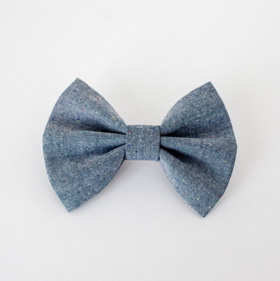 Presley Dog Bow Tie, Denim Dog Bow Tie