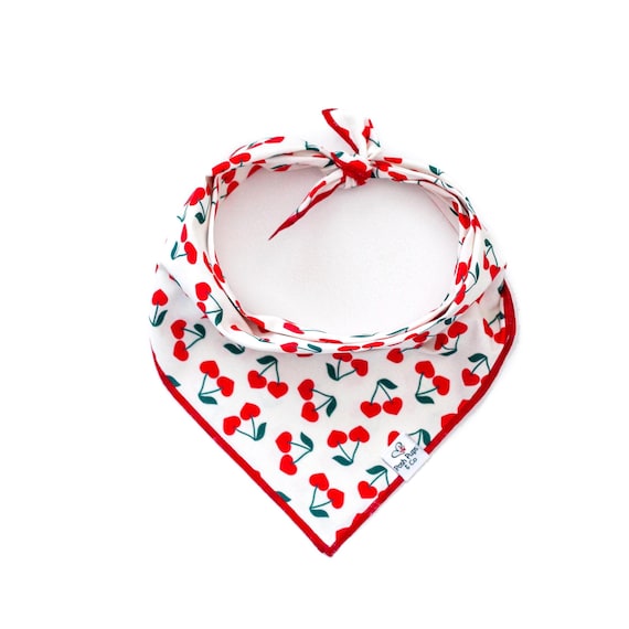 Heart Cherries Dog Bandana, Valentine's Day Dog Bandana