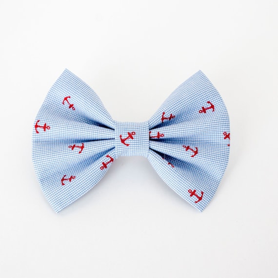 Fisher Dog Bow Tie, Anchor on Stripe Dog Bow Tie