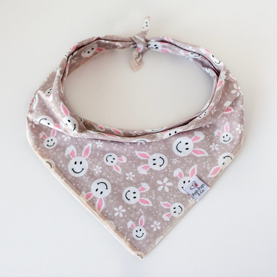 Bunny Smiley Faces Bandana, Easter Bunny Dog Bandana