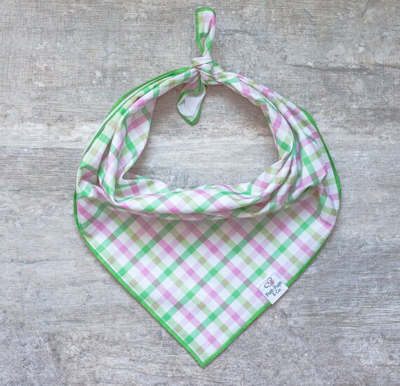 Jade Bandana, Spring Dog Bandana, Spring Plaid Dog Bandana