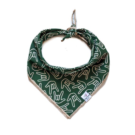 ILY on Hunter Green Dog Bandana