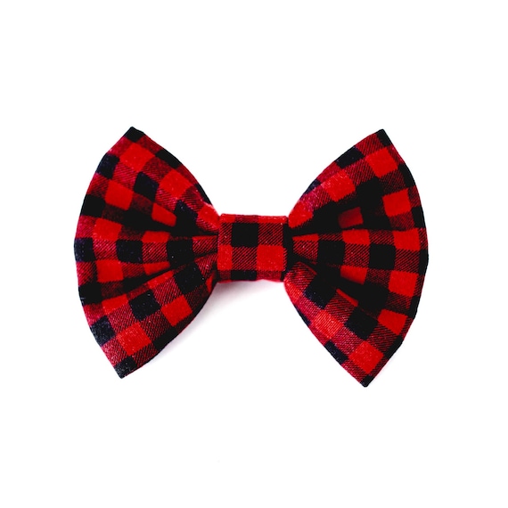 Max Dog Bow Tie, Buffalo Red and Black Plaid Dog Bow Tie, Christmas Dog Bow Tie