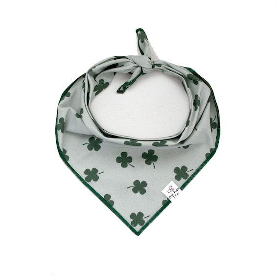 Dark Green Shamrock on Sage Dog Bandana, St. Patrick's Dog Bandana