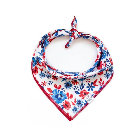 4th of July Floral Dog Bandana, Patriotic Dog Bandana