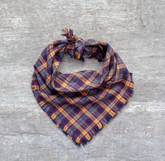 Dylan Bandana, Plaid Frayed Dog Bandana