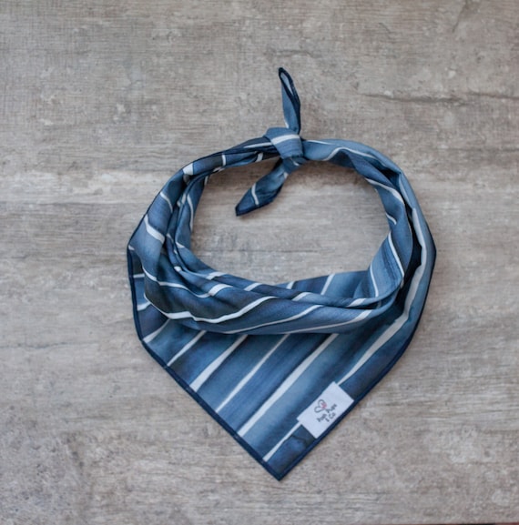 Kellen Bandana, Watercolor Navy Striped Dog Bandana