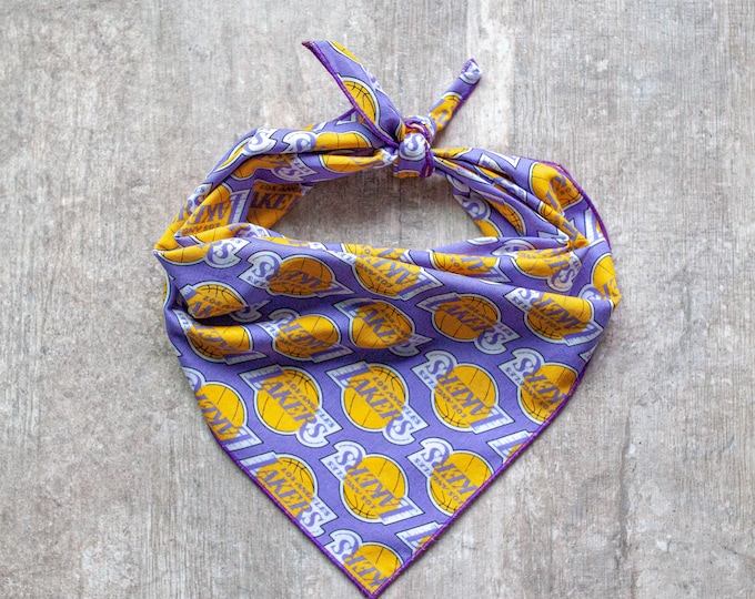 Los Angeles Lakers Dog Bandana: Handmade Basketball Pet Scarf
