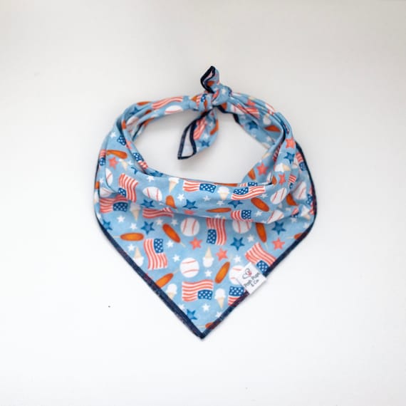 4th of July Baseball Dog Bandana, Patriotic Dog Bandana