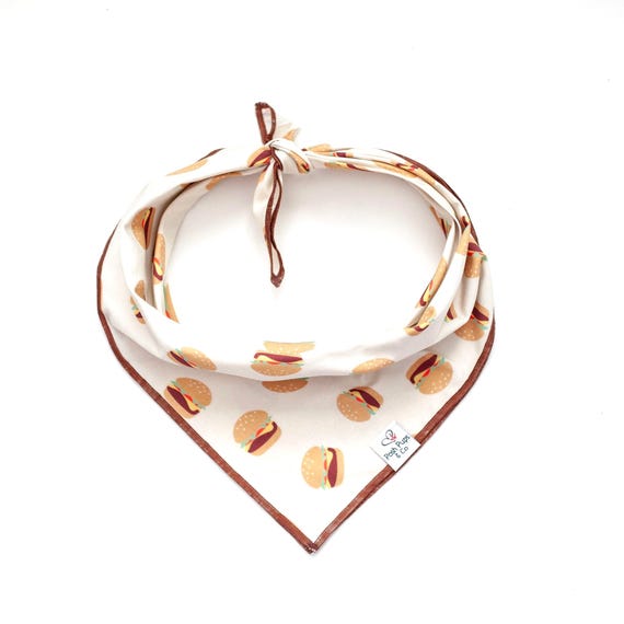 Cheeseburgers on White Dog Bandana
