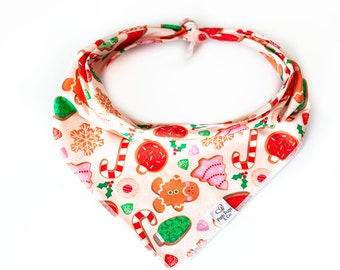 Christmas Cookies on Neutral Bandana, Christmas Dog Bandana