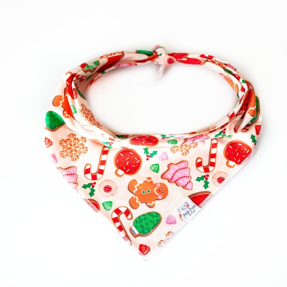 Christmas Cookies on Neutral Bandana, Christmas Dog Bandana