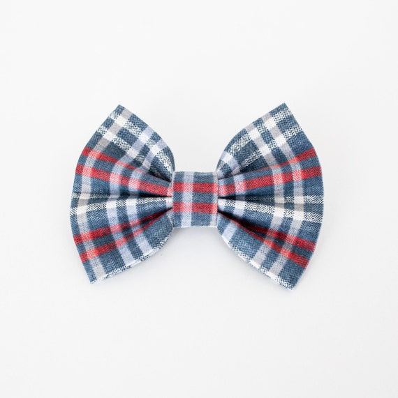 Liberty Dog Bow Tie, Patriotic Plaid Dog Bow Tie