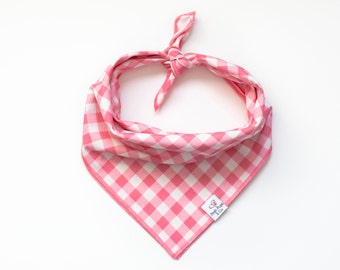 Blossom Pink Bandana, Spring Dog Bandana, Spring Plaid Dog Bandana