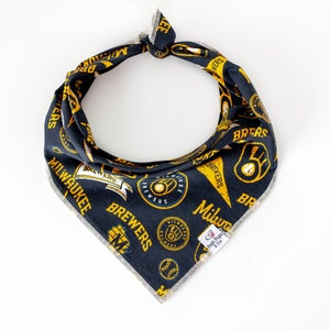 Milwaukee Brewers Dog Bandana Over the Collar Dog Bandana Baseball Dog Bandana Brew Crew Sports Team Dog Bandana Etsy