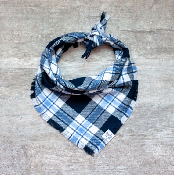 Bisman Bandana, Fall Plaid Frayed Dog Bandana