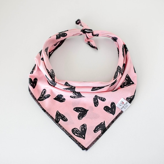 Black Heart Chalkboard on Pink Bandana, Valentine's Day Dog Bandana