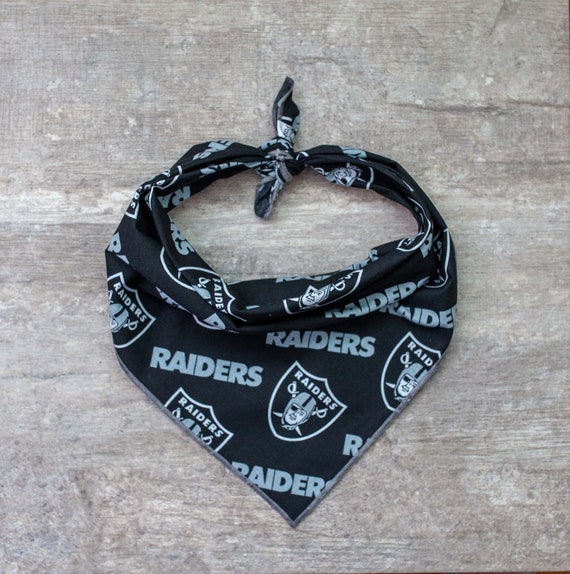 Handmade NFL Oakland / Las Vegas Raiders Dog / Puppy Bandana with Snaps  Size: S