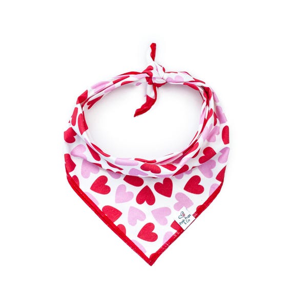Pink and Red Hearts Dog Bandana, Valentine's Day Dog Bandana