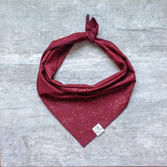 Burgundy Gold Speckled Bandana, Burgundy Dog Bandana (Non Sparkle or Glitter)