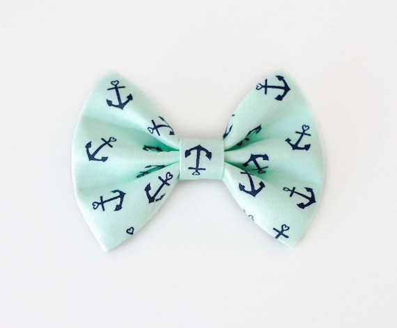 Anchor on Mint Dog Bow Tie