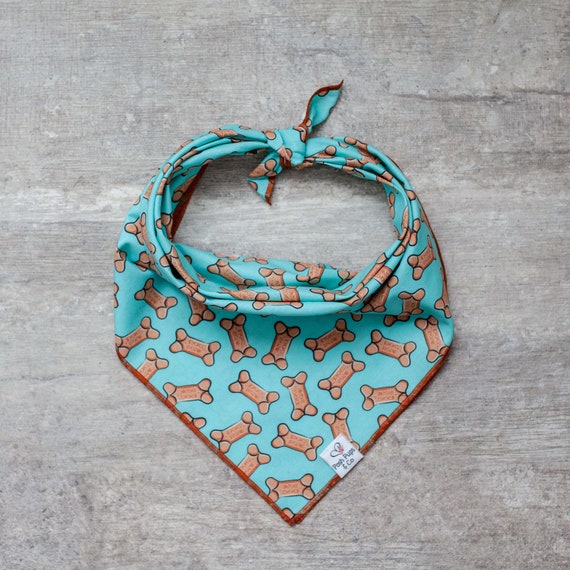 Dog Bone Bandana on Greenish Blue