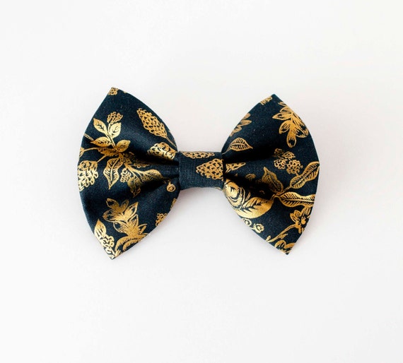 Colette in Gold Metallic Dog Bow Tie